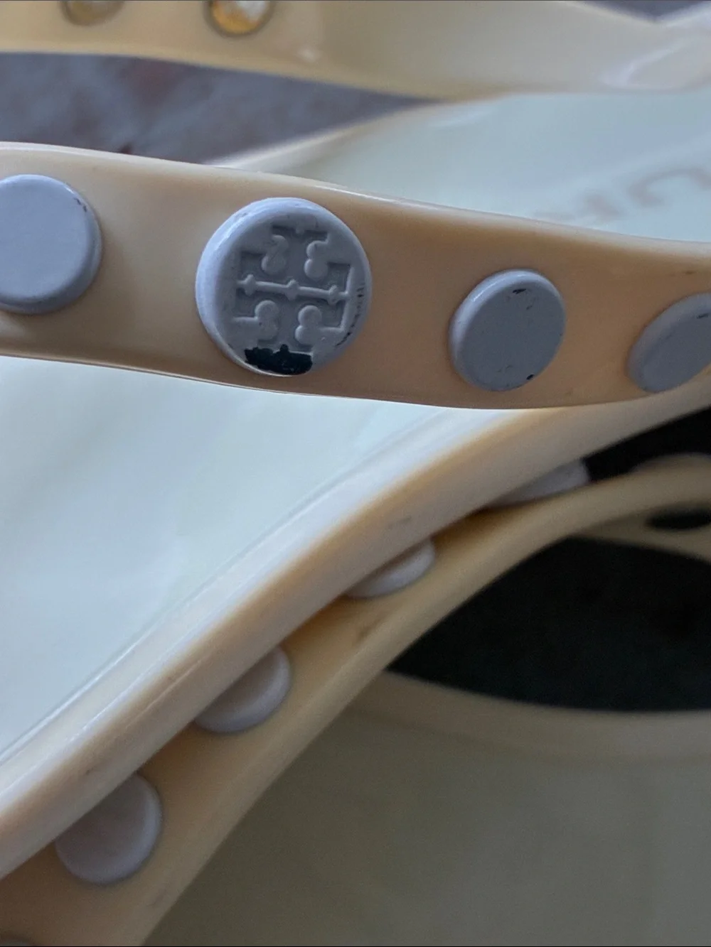 Tory Burch Pale Yellow Jelly Studded Thong Sandals